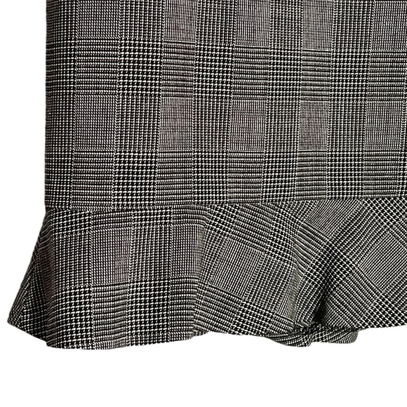 ANN TAYLOR Women 96% Wool Seasonless Pencil Skirt Ruffle Trim Plaids Size 4 - Picture 3 of 6